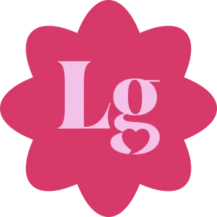 Group+12-3.png Feminine logo with letters 'Lg' inside a pink flower shape