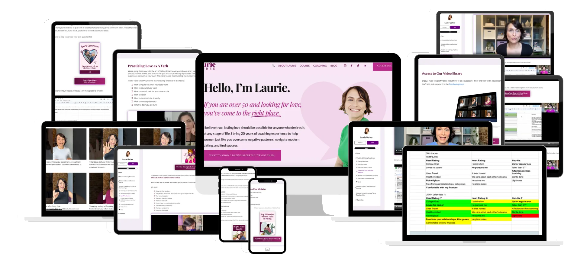mockup2.png Multiple digital devices displaying coaching content for dating over 50.